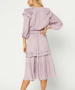 She She Boutique NEW ARRIVALS Ruffled Midi Dress - Lilac