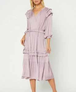 She She Boutique NEW ARRIVALS Ruffled Midi Dress - Lilac