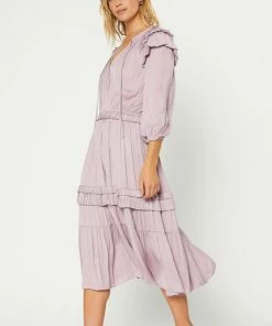 She She Boutique NEW ARRIVALS Ruffled Midi Dress - Lilac