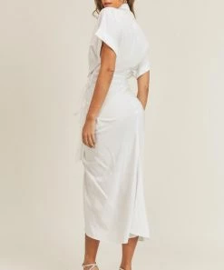 She She Boutique CLOTHING Tie Front Dress - Off White