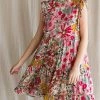 She She Boutique Floral Mock Neck Dress - Pink 1 She She Boutique Floral Mock Neck Dress - Pink