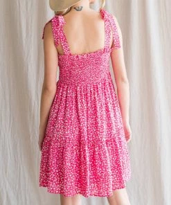 She She Boutique Shoulder Tie Dress - Hot Pink