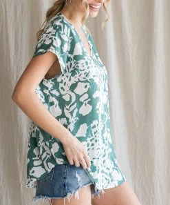 She She Boutique CLOTHING V-Neck Top - Sage