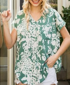 She She Boutique CLOTHING V-Neck Top - Sage