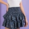She She Boutique NEW ARRIVALS Floral Mini Skirt - Navy