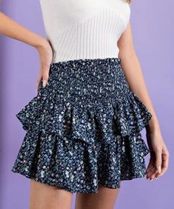 She She Boutique NEW ARRIVALS Floral Mini Skirt - Navy