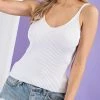 She She Boutique CLOTHING Ribbed Knit Tank Top - Black, Off White OR Oatmeal