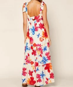 She She Boutique Floral Maxi Dress - Cream/Red CLOTHING