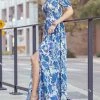 She She Boutique Floral Maxi Dress - Ocean Blue