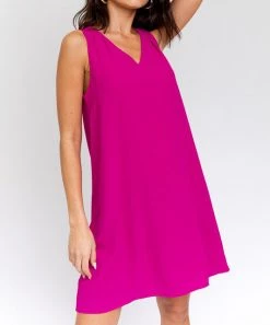 She She Boutique Sleeveless Dress - Fuchsia