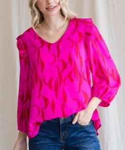 She She Boutique NEW ARRIVALS Long Sleeve Blouse - Pink/Red