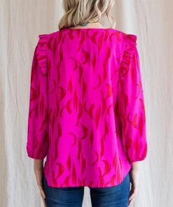 She She Boutique NEW ARRIVALS Long Sleeve Blouse - Pink/Red