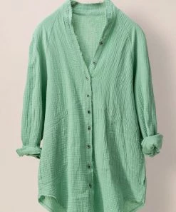 She She Boutique Cotton Gauze Button Down Top - Cascade CLOTHING