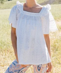 She She Boutique Eyelet Top - Coral Orange OR White CLOTHING