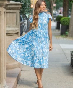 She She Boutique Madison Midi Dress - Blue CLOTHING