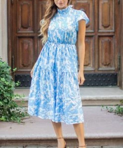 She She Boutique Madison Midi Dress - Blue CLOTHING