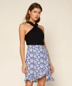 She She Boutique Criss Cross Halter Neck Sweater Top - Black