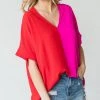 She She Boutique Color Block Top - Red/Pink CLOTHING
