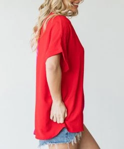 She She Boutique Color Block Top - Red/Pink CLOTHING