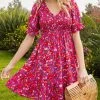 She She Boutique NEW ARRIVALS Smocked Bodice Dress - Hot Pink