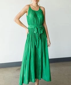 She She Boutique Belted Maxi Dress - Green OR Black