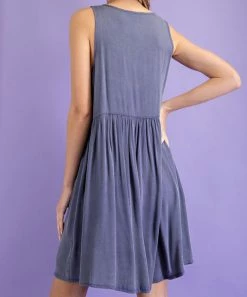 She She Boutique NEW ARRIVALS Mineral Washed Button Down Dress - Hot Pink OR Denim