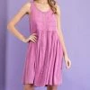 She She Boutique NEW ARRIVALS Mineral Washed Button Down Dress - Hot Pink OR Denim