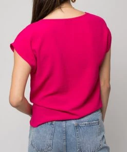 She She Boutique Twist Hem Top - Fuchsia