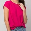She She Boutique Twist Hem Top - Fuchsia