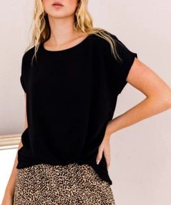 She She Boutique CLOTHING Twist Hem Top - Black OR Royal Blue