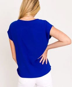 She She Boutique CLOTHING Twist Hem Top - Black OR Royal Blue