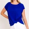 She She Boutique CLOTHING Twist Hem Top - Black OR Royal Blue