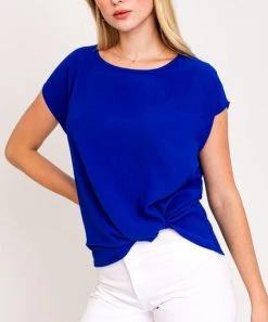 She She Boutique CLOTHING Twist Hem Top - Black OR Royal Blue