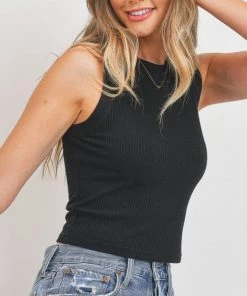 She She Boutique CLOTHING Soft Ribbed Tank Top - Black OR Ivory
