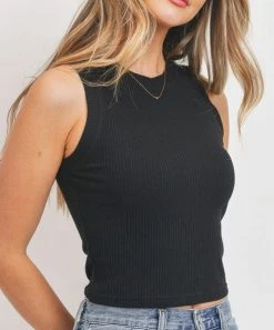 She She Boutique CLOTHING Soft Ribbed Tank Top - Black OR Ivory