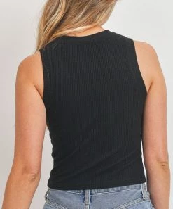 She She Boutique CLOTHING Soft Ribbed Tank Top - Black OR Ivory