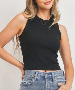 She She Boutique CLOTHING Soft Ribbed Tank Top - Black OR Ivory