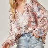 She She Boutique CLOTHING Floral Blouse - Mauve Blue
