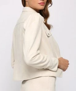 She She Boutique Suede Jacket - Bone CLOTHING