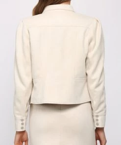 She She Boutique Suede Jacket - Bone CLOTHING