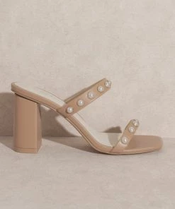 She She Boutique Victoria Pearl Strap Heels - Nude SHOES