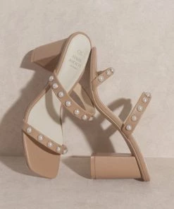 She She Boutique Victoria Pearl Strap Heels - Nude SHOES