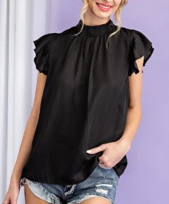 She She Boutique Mock Neck Top - Black
