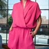 She She Boutique Surplice Neck Romper - Hot Pink OR Royal Blue