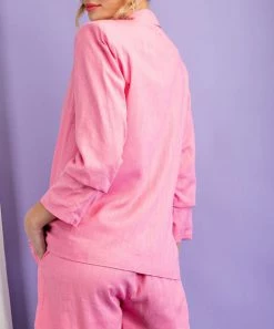 She She Boutique Classic Linen Blazer - Cotton Candy