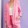 She She Boutique Classic Linen Blazer - Cotton Candy