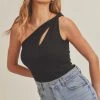 She She Boutique One Shoulder Bodysuit - Black