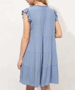 She She Boutique CLOTHING Nylah Dress - Slate Blue - FINAL SALE