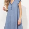 She She Boutique CLOTHING Nylah Dress - Slate Blue - FINAL SALE