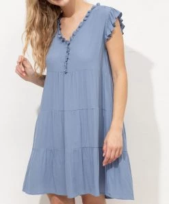 She She Boutique CLOTHING Nylah Dress - Slate Blue - FINAL SALE